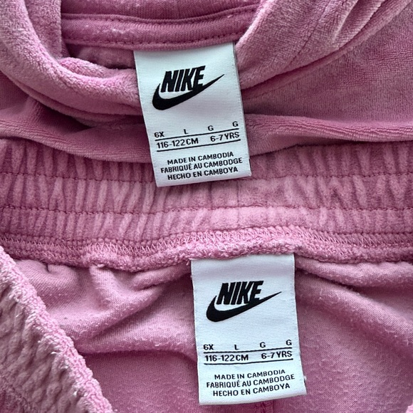 Nike Velour Sweatsuit Girls Pink Hoodie Jogger Pants Set 6X - Picture 3 of 8